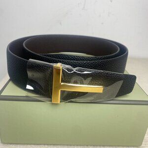 Tom Ford T Buckle Logo Reversible Black Brown Belt Icon